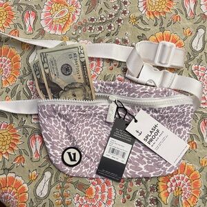Vuori Lavender Pattern Belt Bag with Cream Strap